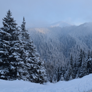 Înserare de iarnă pe munte